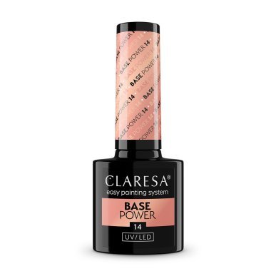 Versterkende hybride base Claresa Power Base 14, 5 g, diepe nude roze-paarse glans voor manicure en pedicure