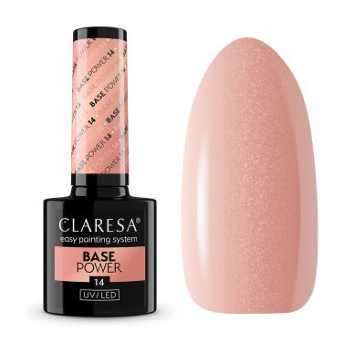 Versterkende hybride base Claresa Power Base 14, 5 g, diepe nude roze-paarse glans voor manicure en pedicure