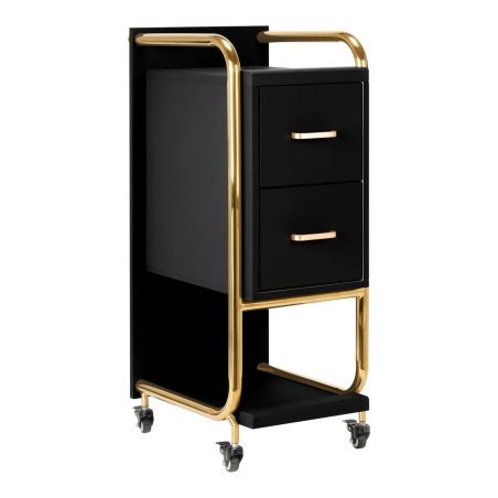 Professionele kappers trolley Gabbiano Solo goud-zwart voor accessoires, tools en cosmetica tijdens dagelijks salonwerk
