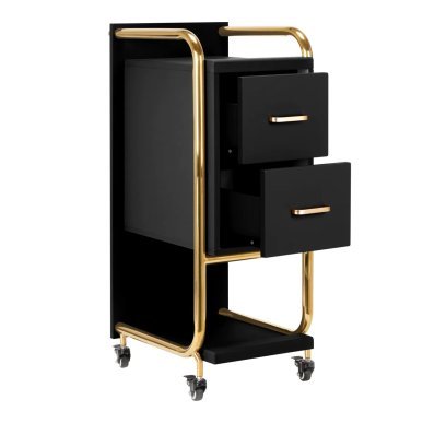 Professionele kappers trolley Gabbiano Solo goud-zwart voor accessoires, tools en cosmetica tijdens dagelijks salonwerk