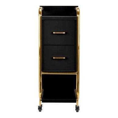 Professionele kappers trolley Gabbiano Solo goud-zwart voor accessoires, tools en cosmetica tijdens dagelijks salonwerk