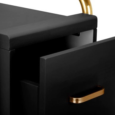 Professionele kappers trolley Gabbiano Solo goud-zwart voor accessoires, tools en cosmetica tijdens dagelijks salonwerk