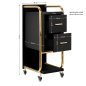 Professionele kappers trolley Gabbiano Solo goud-zwart voor accessoires, tools en cosmetica tijdens dagelijks salonwerk Professionele kappers trolley Gabbiano Solo goud-zwart voor accessoires, tools en cosmetica tijdens dagelijks salonwerk