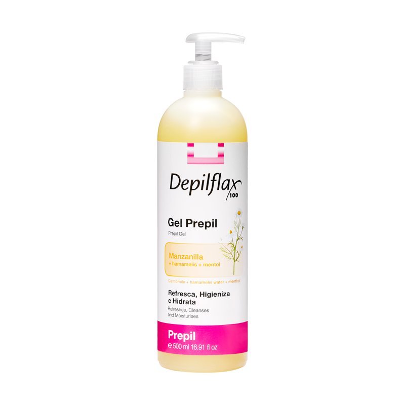 Ontharingsgel Depilflax 100 500 ml voor professionele harsbehandelingen met verfrissend effect en meer huidcomfort in de salon
