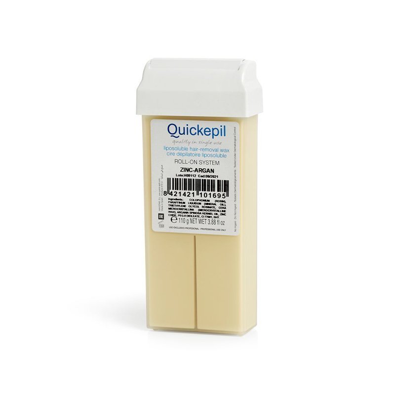 Ontharingswax Quickepil zink-argan roll-on 110 g voor benen, armen en grotere zones in de professionele salon Ontharingswax Quickepil zink-argan roll-on 110 g voor benen, armen en grotere zones in de professionele salon