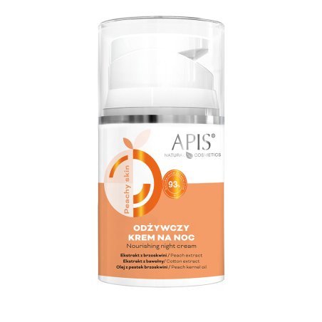 Voedende nachtcrème Apis Peachy Skin 50 ml voor huidherstel, comfort en een frisse uitstraling in de avondverzorging