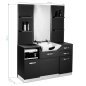 Professionele kappersconsole Gabbiano B085 zwart met wasbak, spiegel en werkruimte voor georganiseerde salonzone