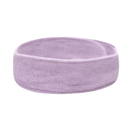 Cosmetische badstof hoofdband violet met klittenband voor gezichtsverzorging en salonbehandelingen in professionele salons
