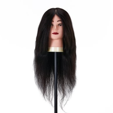 Kappers-oefenhoofd Gabbiano WZ1 met natuurlijk haar, kleur 1, 20 inch voor knippen, stylen en salontraining