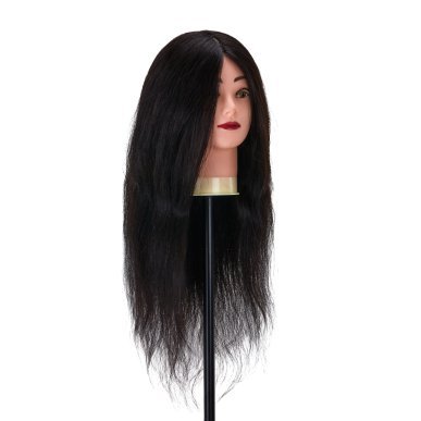 Kappers-oefenhoofd Gabbiano WZ1 met natuurlijk haar, kleur 1, 20 inch voor knippen, stylen en salontraining