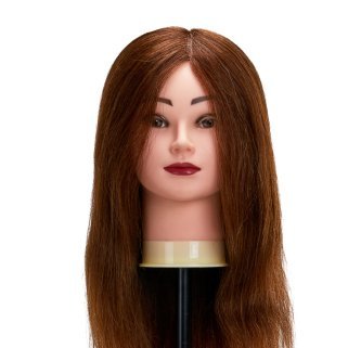 Kappers-oefenhoofd Gabbiano WZ1 met natuurlijk haar, kleur 4, 20 inch voor knippen, föhnen en stylingtraining