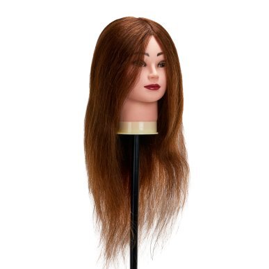 Kappers-oefenhoofd Gabbiano WZ1 met natuurlijk haar, kleur 4, 20 inch voor knippen, föhnen en stylingtraining
