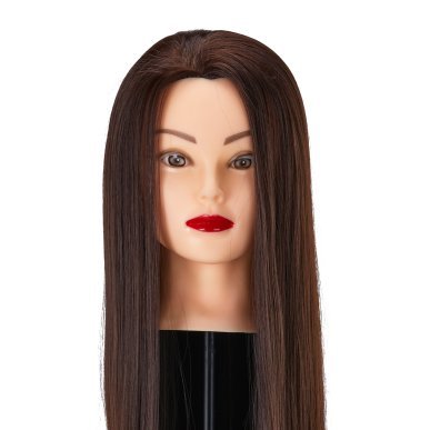 Oefenhoofd voor kappers Gabbiano WZ2 met synthetisch haar kleur 4, 24 inch voor knippen, föhnen, opsteken en stylen