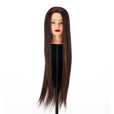 Oefenhoofd voor kappers Gabbiano WZ2 met synthetisch haar kleur 4, 24 inch voor knippen, föhnen, opsteken en stylen
