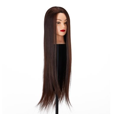 Oefenhoofd voor kappers Gabbiano WZ2 met synthetisch haar kleur 4, 24 inch voor knippen, föhnen, opsteken en stylen