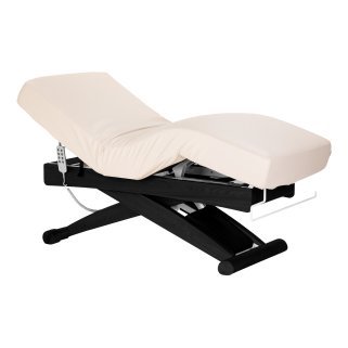 Professionele SPA-ligstoel Sillon Siesta crème met zwarte basis voor massage, wellness en verzorgingsbehandelingen