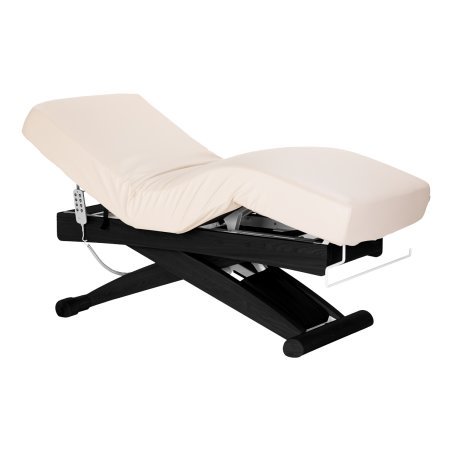 Professionele SPA-ligstoel Sillon Siesta crème met zwarte basis voor massage, wellness en verzorgingsbehandelingen