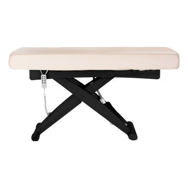 Professionele SPA-ligstoel Sillon Siesta crème met zwarte basis voor massage, wellness en verzorgingsbehandelingen