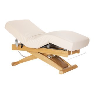 SPA-ligstoel Sillon Siesta crème met lichtbruine basis voor massage, wellness en professionele verzorgingsbehandelingen