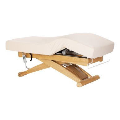SPA-ligstoel Sillon Siesta crème met lichtbruine basis voor massage, wellness en professionele verzorgingsbehandelingen