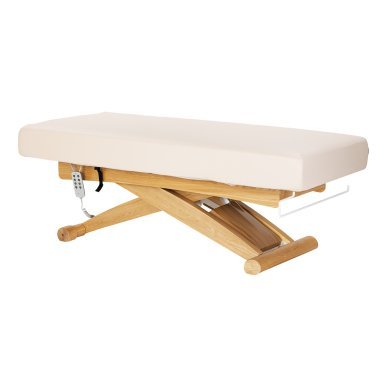SPA-ligstoel Sillon Siesta crème met lichtbruine basis voor massage, wellness en professionele verzorgingsbehandelingen