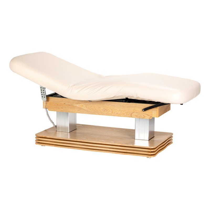 Professionele SPA-ligstoel Sillon Comfort crème met lichtbruine basis voor massage en wellnessbehandelingen in de salon