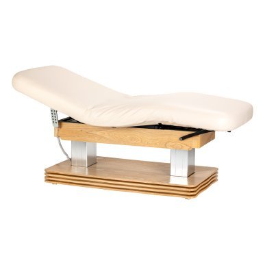 Professionele SPA-ligstoel Sillon Comfort crème met lichtbruine basis voor massage en wellnessbehandelingen in de salon