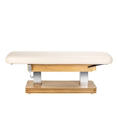 Professionele SPA-ligstoel Sillon Comfort crème met lichtbruine basis voor massage en wellnessbehandelingen in de salon