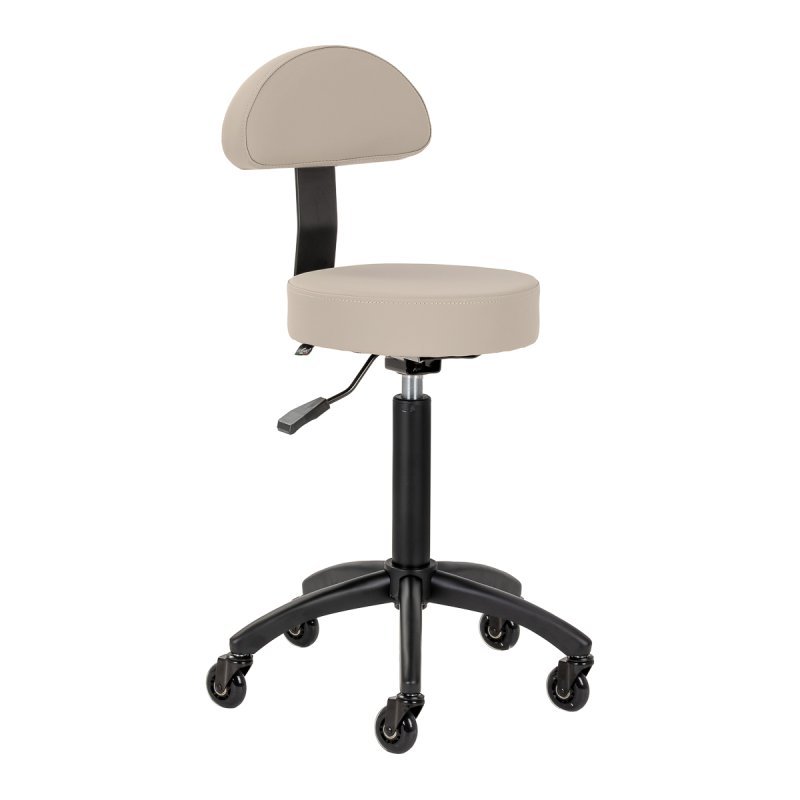 Mobiele kapperskruk Gabbiano D026 grijs-beige voor ergonomisch werken bij knippen, kleuren en stylen in de salon Mobiele kapperskruk Gabbiano D026 grijs-beige voor ergonomisch werken bij knippen, kleuren en stylen in de salon