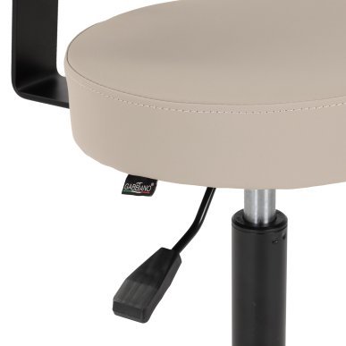 Mobiele kapperskruk Gabbiano D026 grijs-beige voor ergonomisch werken bij knippen, kleuren en stylen in de salon