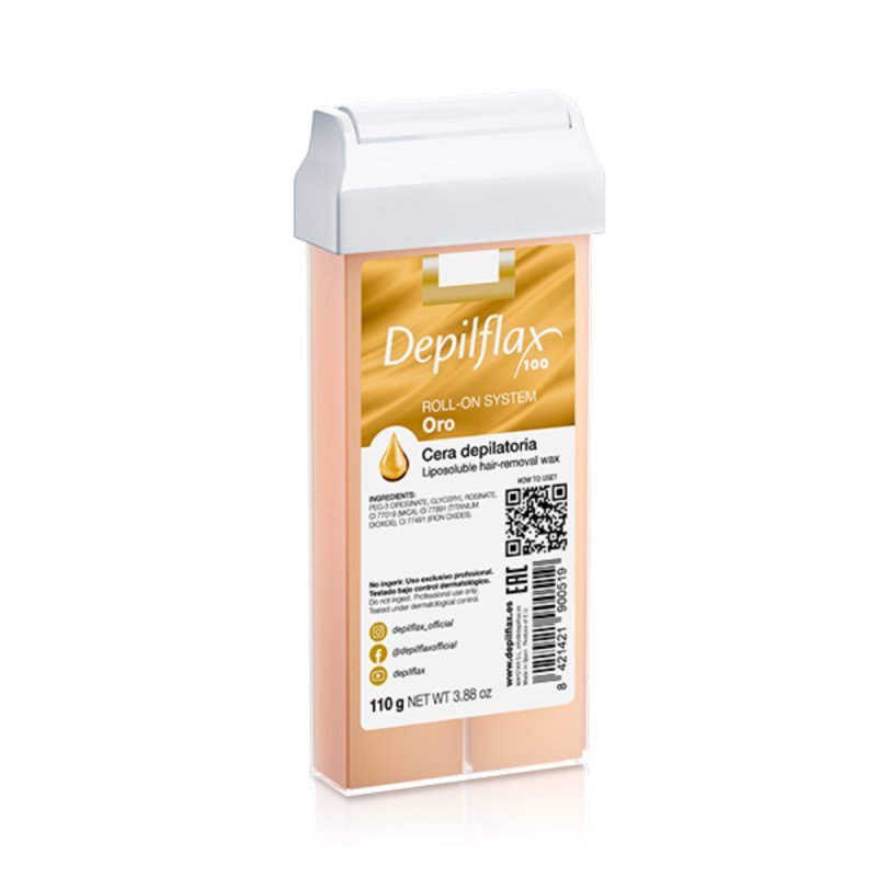 Roll-on ontharingswax Depilflax 100 Gold 110 g voor snelle applicatie en effectieve haarverwijdering in de salon