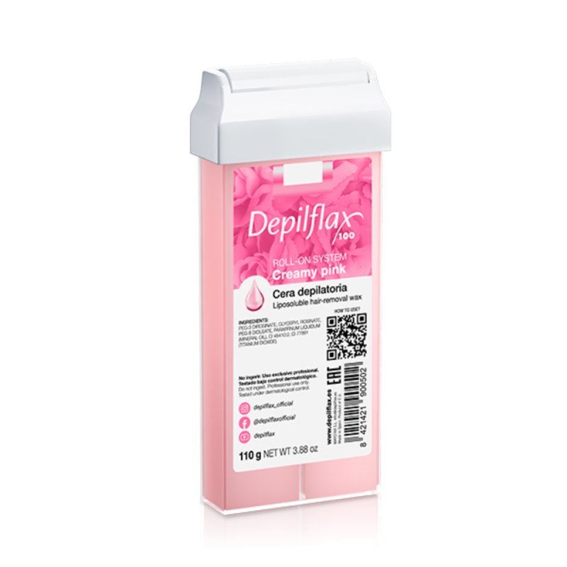 Roll-on ontharingswax Depilflax 100 Creamy Pink 110 g voor snelle applicatie en effectieve ontharing in de salon