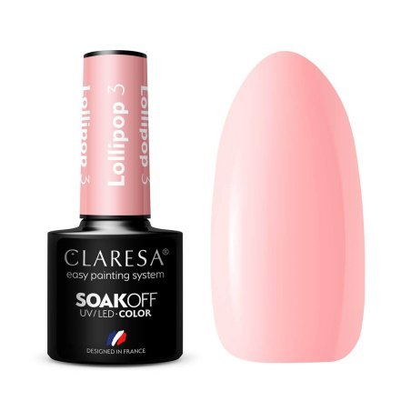 Gellak CLARESA LOLLIPOP 3 5g voor UV LED-manicure, professionele salonstyling en langdurige nagelkleur voor salons