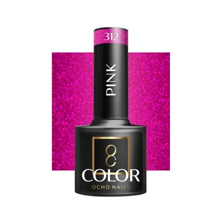 Professionele gellak OCHO NAILS pink 312, 5 g voor UV LED-manicure in salon en studio met langdurige nagelkleur