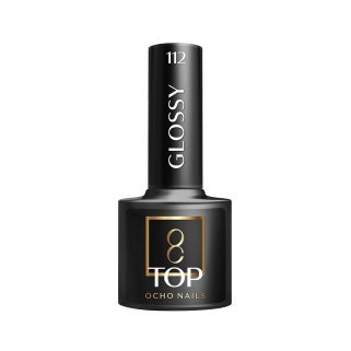 No-wipe topcoat OCHO NAILS Glossy Top 112 5g voor nagelstyling, glanzende finish en gecontroleerde salonapplicatie