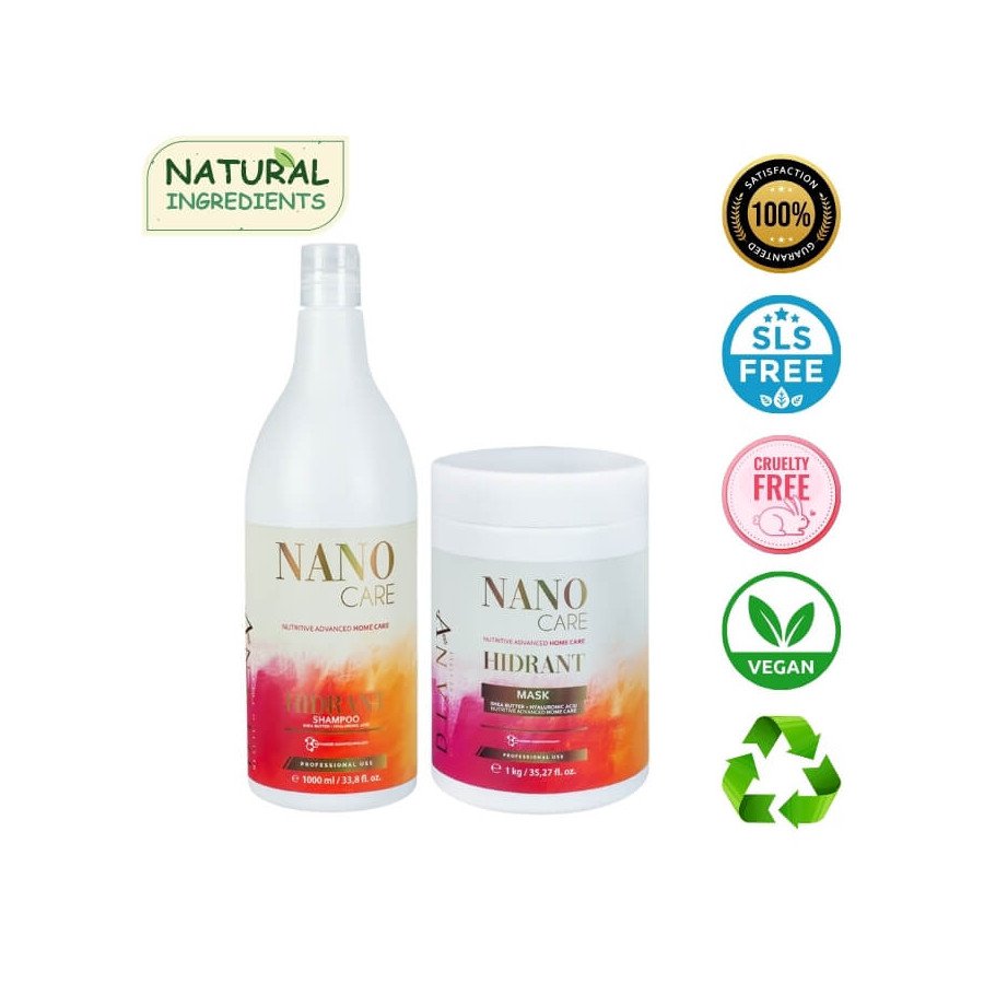 NanoCare nanoplsatie GOLD set shampoo + haarmasker 1000ml + 1000g