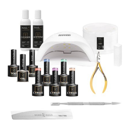 Hybride manicure-starterset OCHO NAILS 4 voor training en professioneel salonwerk met complete basis voor herhaalbare diensten