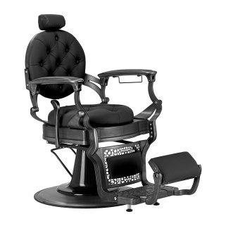 Professionele barberstoel Gabbiano Niccolo zwart voor barbershop en herensalon met comfortabele werkondersteuning