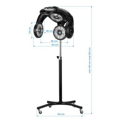 Staande infrazone Gabbiano GL-505S zwart voor dagelijks kapperswerk en salonbehandelingen met gecontroleerde warmte