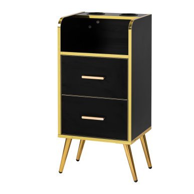 Kappers trolley Gabbiano Trix goud zwart voor professionele organisatie van tools, accessoires en salonproducten