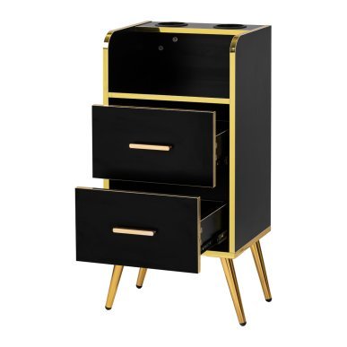 Kappers trolley Gabbiano Trix goud zwart voor professionele organisatie van tools, accessoires en salonproducten