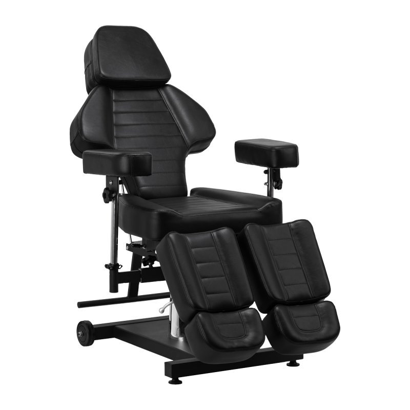 Hydraulische tattoo stoel Pro Ink 601A zwart voor professionele salons en tattoo- en bodyartbehandelingen met werkcomfort