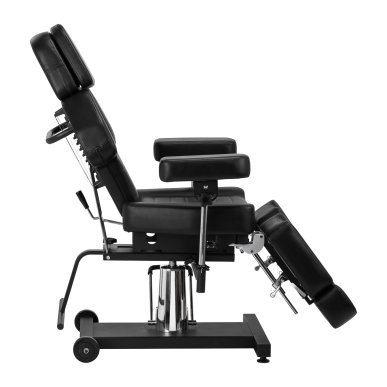 Hydraulische tattoo stoel Pro Ink 601A zwart voor professionele salons en tattoo- en bodyartbehandelingen met werkcomfort