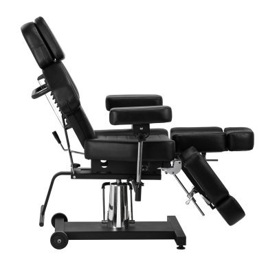 Hydraulische tattoo stoel Pro Ink 601A zwart voor professionele salons en tattoo- en bodyartbehandelingen met werkcomfort