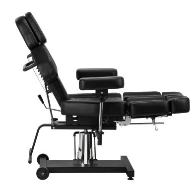 Hydraulische tattoo stoel Pro Ink 601A zwart voor professionele salons en tattoo- en bodyartbehandelingen met werkcomfort