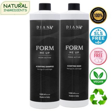 FORM ME UP organic Permanent Krullen + Volume Care set haarmasker 1000ml + shampoo 1000ml