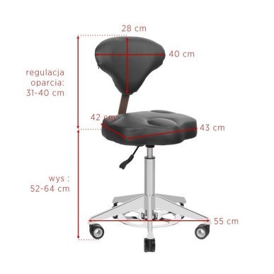 Cosmetische kruk Azzurro 156F wit met bump-up regeling voor professioneel gebruik in salon, praktijk en behandelruimte