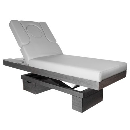 Verwarmd spa-behandelbed Azzurro Wood 815B lichtgrijs voor massage-, lichaams- en professionele salonbehandelingen