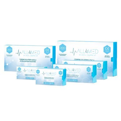 Sterilisatiezakjes voor instrumenten All4med 90 x 230 mm, 200 stuks voor professioneel salongebruik en behandelruimtes