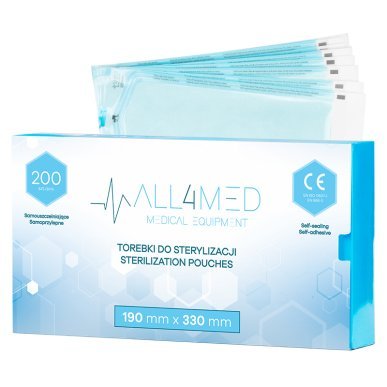 Sterilisatiezakjes voor instrumenten All4med 190 x 330 mm, 200 stuks voor professionele salons